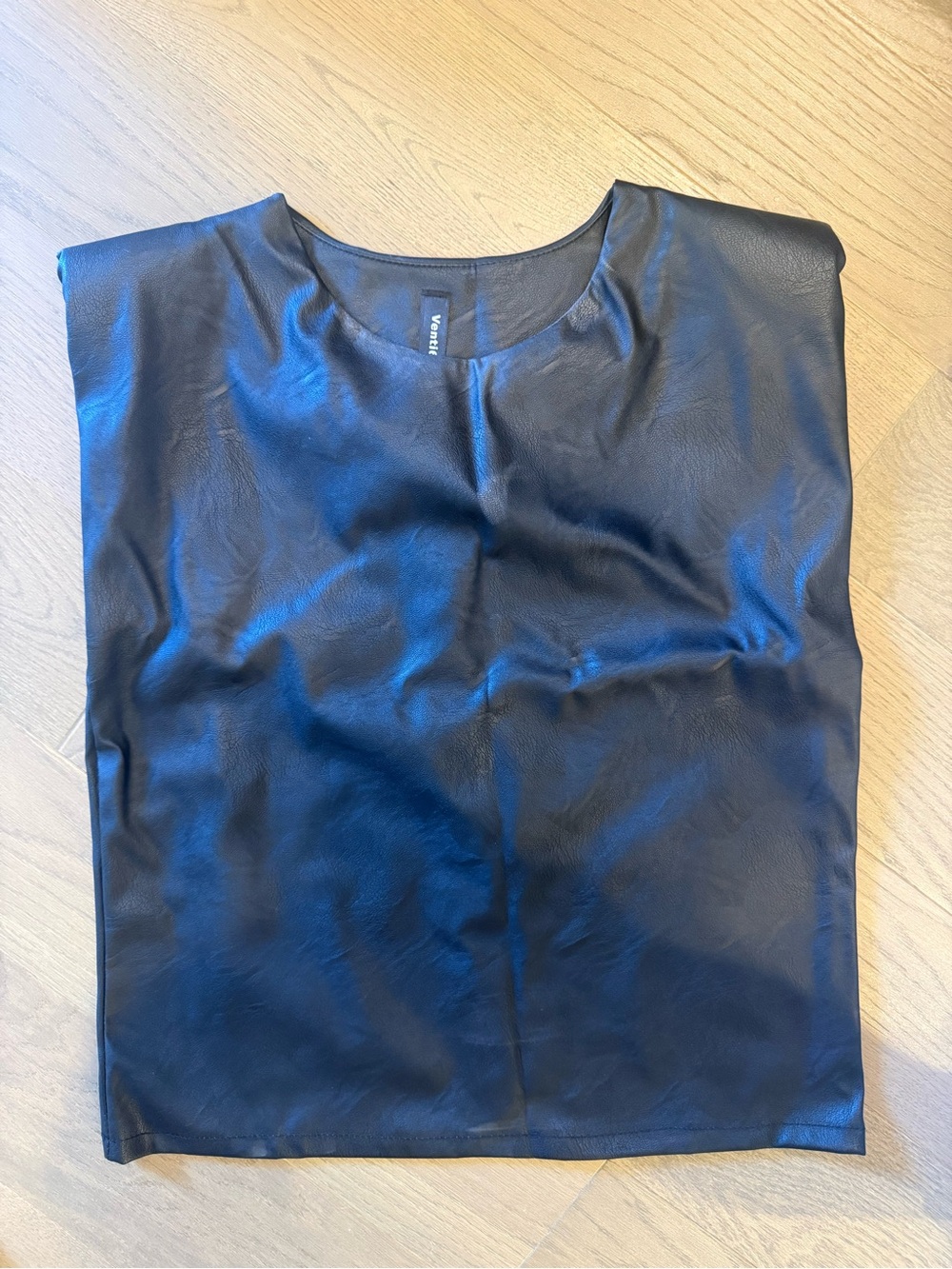 Black Faux Leather Sleeveless Top